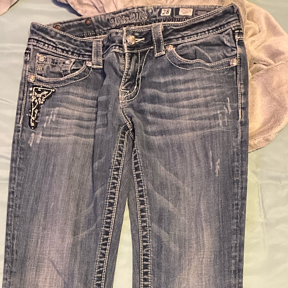 Miss Me Blue Boot Cut Jeans with Classic Indigo Wash